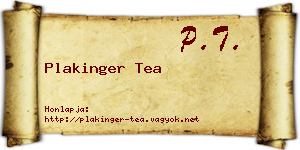 Plakinger Tea névjegykártya
